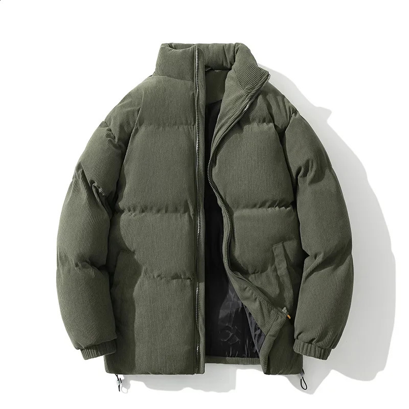 Veste d'hiver en velours côtelé pour homme, parka chaude rembourrée en coton, manteau bouffant d'automne, Vintage coréen, coupe-vent thermique, v