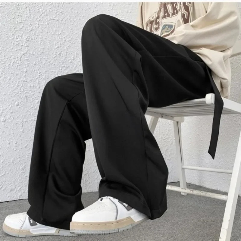 Slim Fit Man Suits Pants Straight Plus Big Size Trousers for Men Tressed Chinese Homme Slacks in Thin Casual Stylish 240820