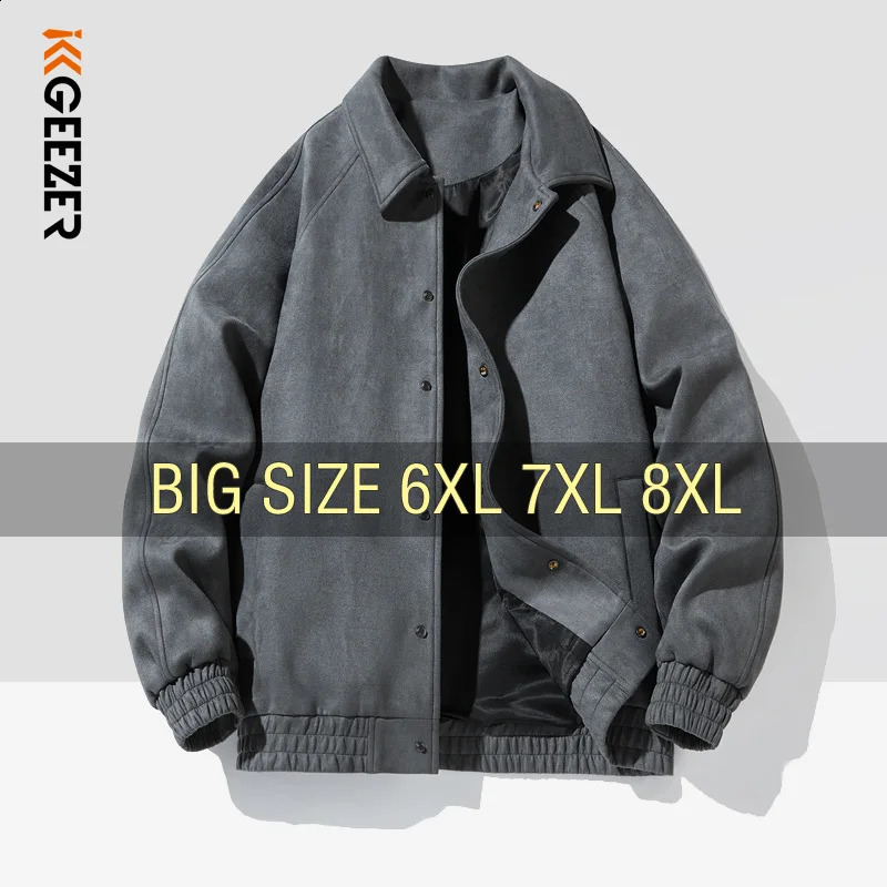 Veste de veste à vent de cerf de cerf couches en velours surdimensionnées 6xl 7xl 8xl Plus taille Bomber Forme-Bomber Motorcycle de camping lâche