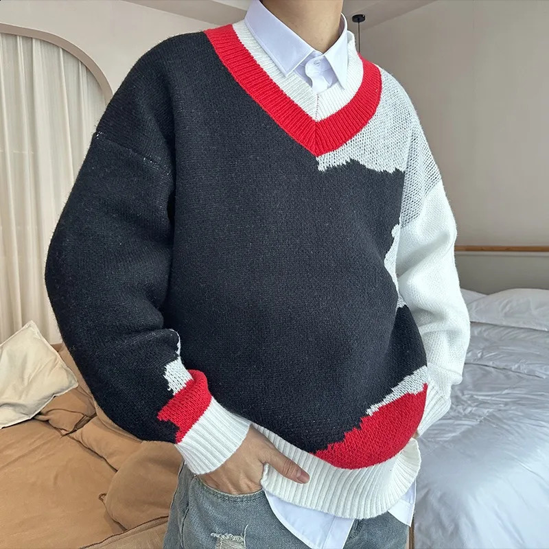 Patchwork Mens Winter Sweater Fashion In Sweaters Winter Man Jersey Pullover Knitted Top Autumn 240821