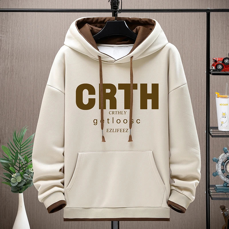 Autumn Spring Fashion Black White Sweatshirt MenS Hip Hop Long Sleeve Pullover Hoodies Sweatshirt Clothes 240821