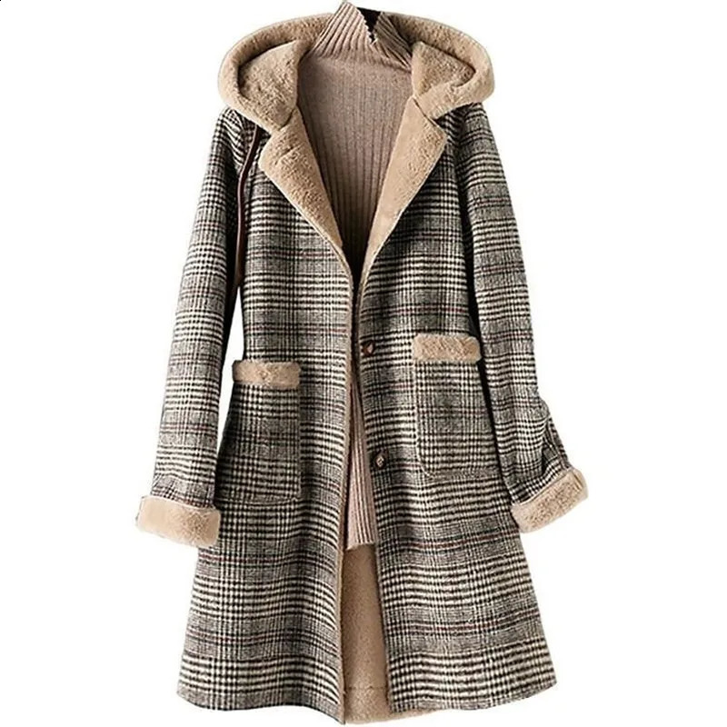 Hiver pour femmes en laine Hair de peau extérieure un corps Ajouter du velours ajouter une veste chaude à la veste chaude à capuche à capuche à c
