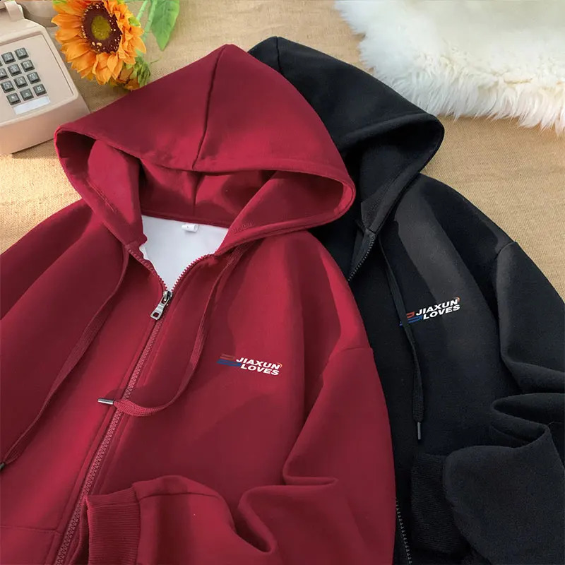 Fall Leisure All Matching Hoodie Mens Comfortable Loose Hooded Sweatshirt Zip-up Jacket Trendy Print Men Women Hoodies 240821