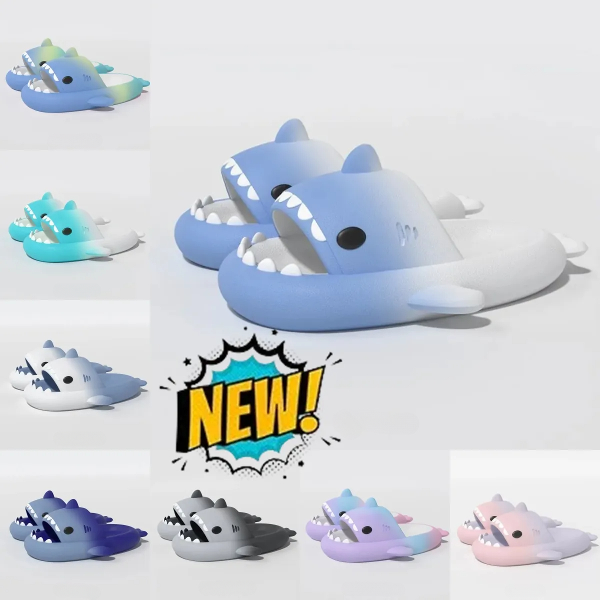 2026 New New Athletic Shoe Slide Designer Woman Shark Slippers Summer Sliders Men Women Kids Slides Pink Blue Grey Memory Foam Sandals Sandal Soft T