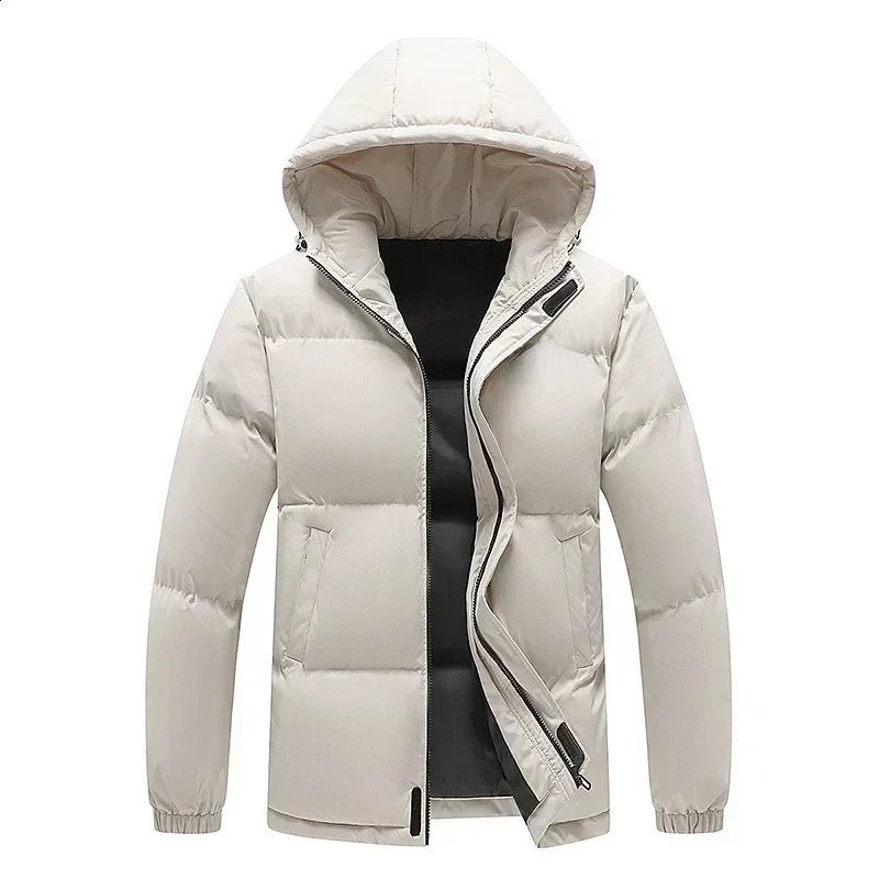 Fall Winter Mens Jacket Warm Thicken Windproof Coat Fashion Hoodie Parkas Waterproof Puffer Cotton Padded Jackets Oversized 240821