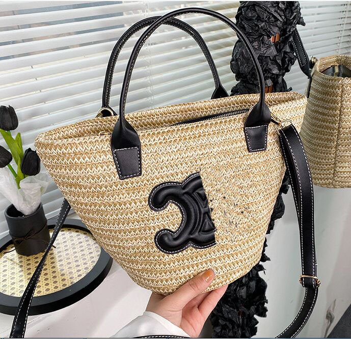 Womens Fashion Basket Bag Woven Large Capacity Shopping Bag Beach Totes Summer Straw Bag Crossbody Bags Lady Shoulder Bag Designer Handbags-image-1013634627