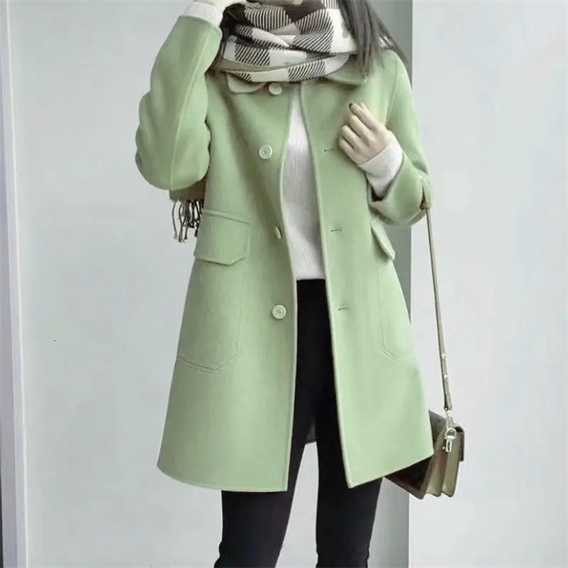 Woolen Coat Womens Long Autumn Winter Outwear Korean Short High Quality Overcoat Female Foreign Style Wool Jacket 240820