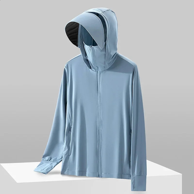 Summer Outdoor Ultrathin Mens Skin Jacket Lightweight Cool Breathable UV Resistant Ice Silk Sunscreen 240820