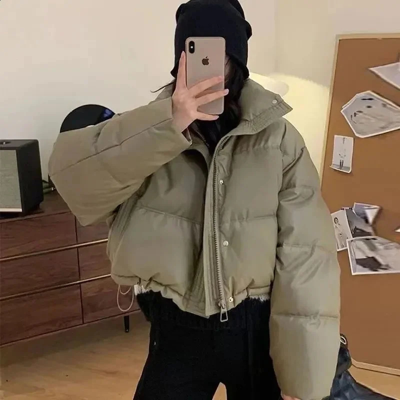 Femmes vestes de parkas courts d'hiver automne 2024 collier de support décontracté à la fermeture éclair couvre-couches féminines 240821