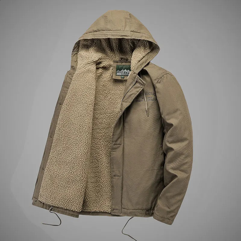 Winter Mens Jacket Coat Windbreaker Cargo Male Outdoor Warm Solid Fleece Lined 240821