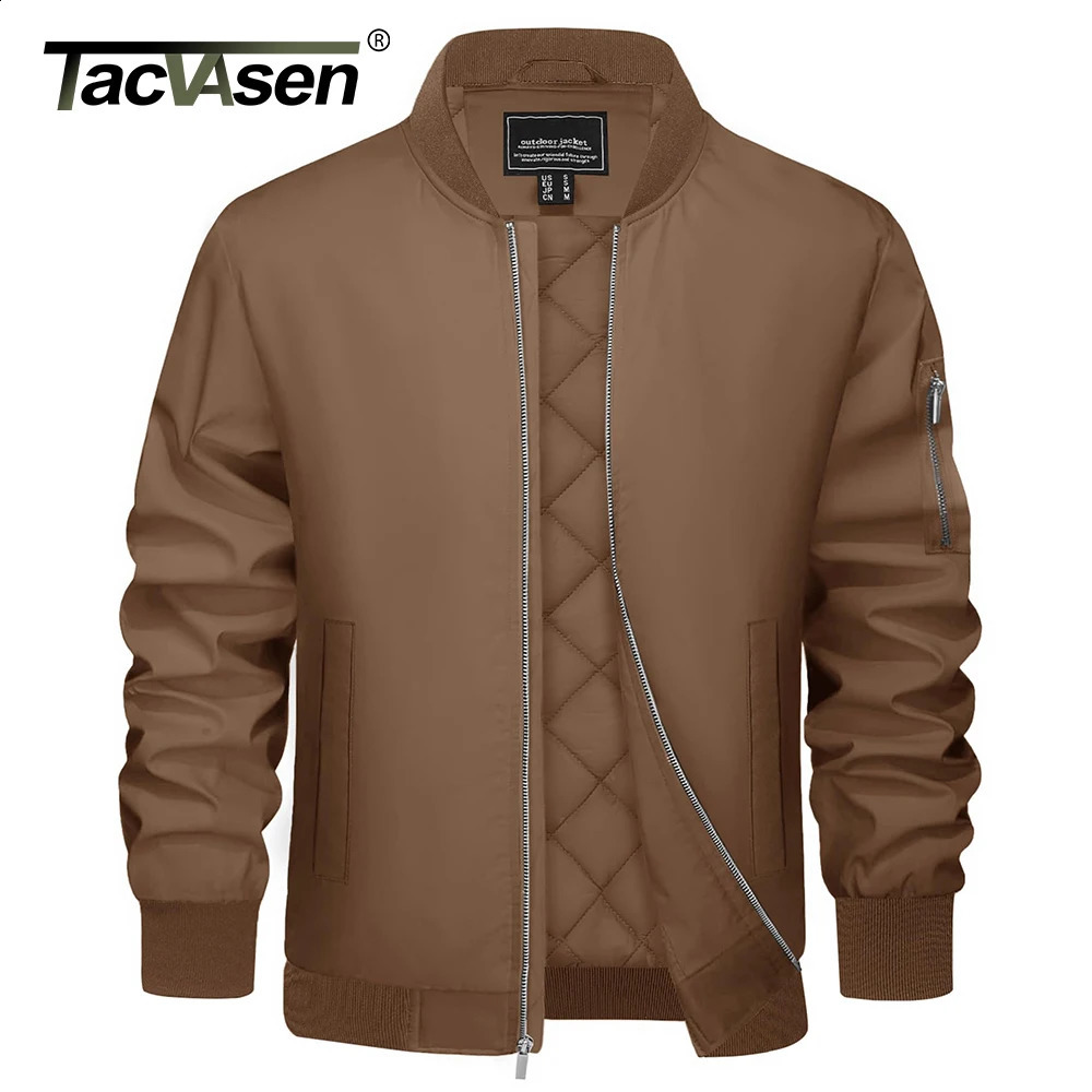 TACVASEN Mens Quilted Lined Jacket Winter Warm Full Zip Windproof Bomber Water Resistant Baseball Sports Varsity 240821