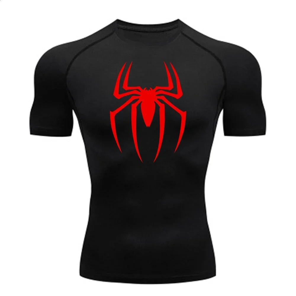 Mens Spider Print Compression Shirt Quick Dry TShirt Gym Running Jersey Breathable Short Sleeve Spring Summer M3XL 240820