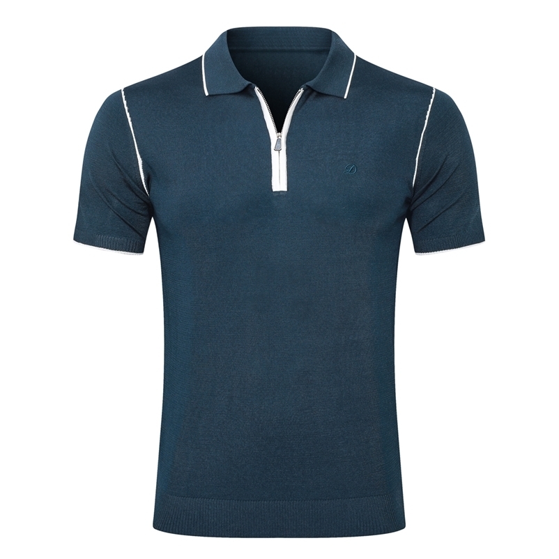 OECHSLI Tshirt Silk Polo 2025 Thin Mens short Sleeve zipper embroidery Casual elastic Breathable comfort Big Size M5XL y240820