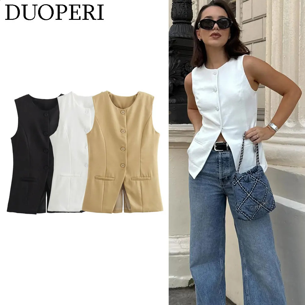 DUOPERI Womens Fashion Solid O-neck Womens Tank Top Fashion Womens Casual Basic Tank Top 240821