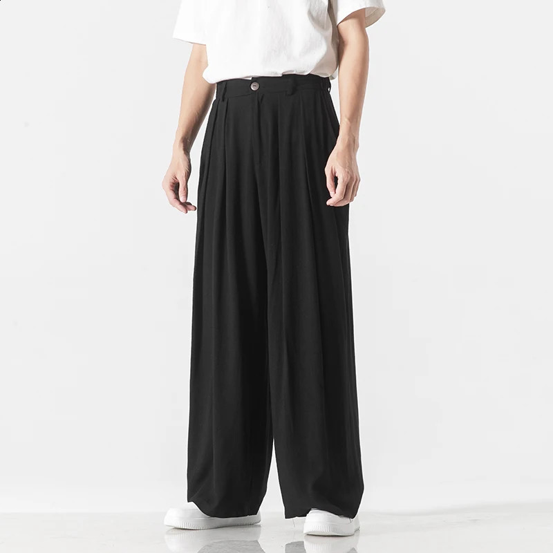 Pantalon de style coréen coton en lin pantalon harem décontracté masculin