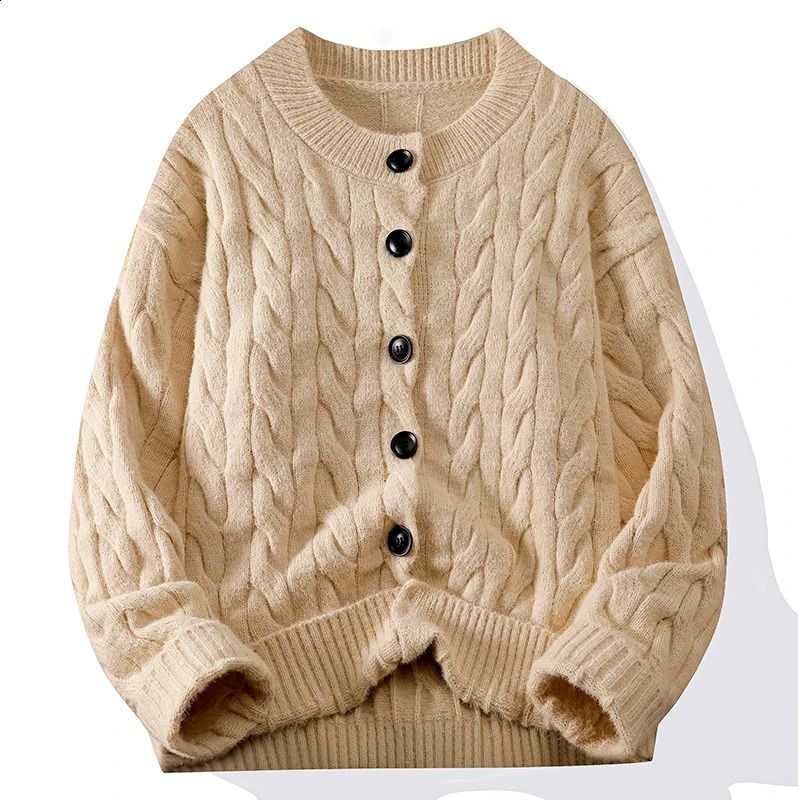 Cardigan Crewneck Sweater Men Autumn Winter Fashion All Loose Pattern Casual Knitwear High-quality Fabric Comfortable Skin Trend 240821