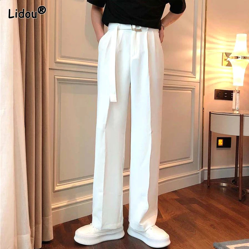 Mens Clothing Spring Summer Thin Loose Zipper Casual Fashion Man Korean Comfortable Solid Color Pockets Handsome Pants 240820