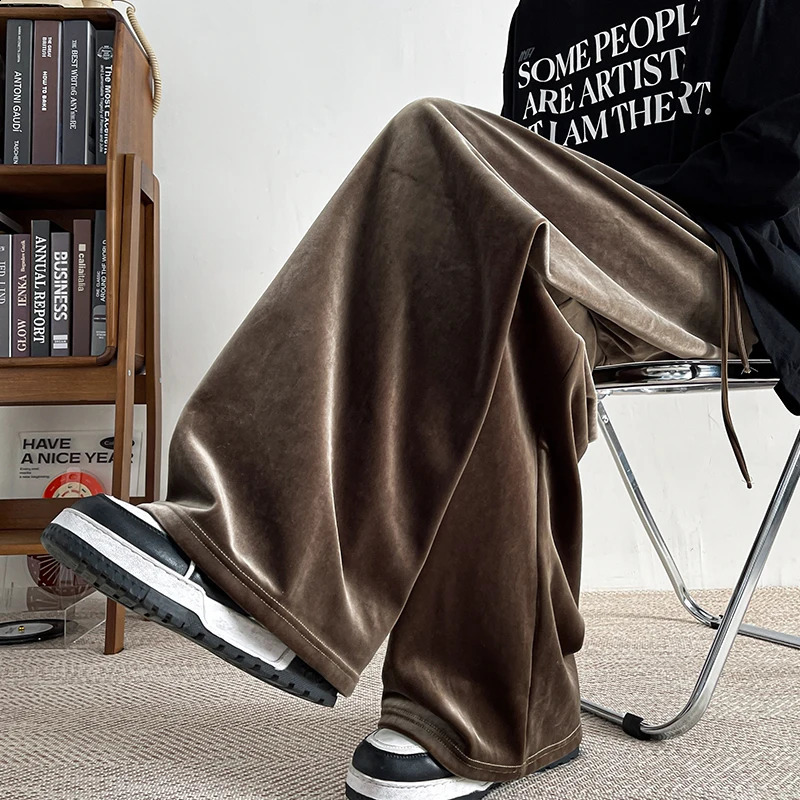 Pantalon décontracté peuche de style coréen pour hommes masqueurs de la mode