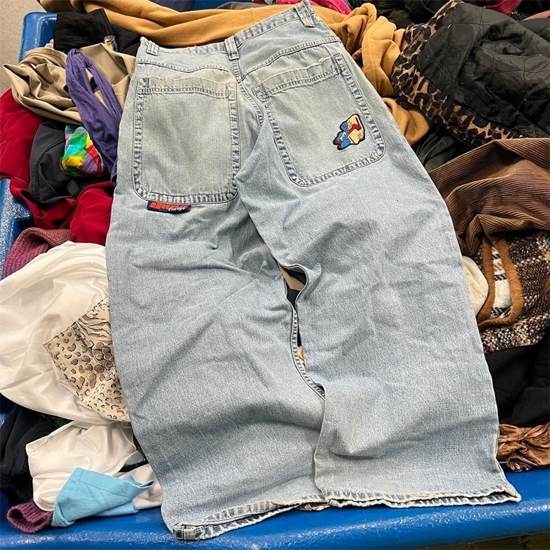 JNCO Jeans Mens Harajuku Retro Hip Hop Cartoon Embroidery Baggy denim Pants 90s Street Gothic Wide Trousers Streetwear y240820