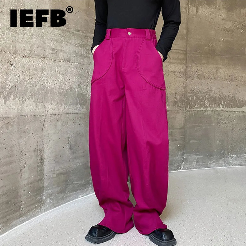 IEFB Chic Mens Pantalon Flare Pantalon masculin Style coréen décontracté couleurs de poche de poche lanterne Pantalon printemps 9c4002 240820