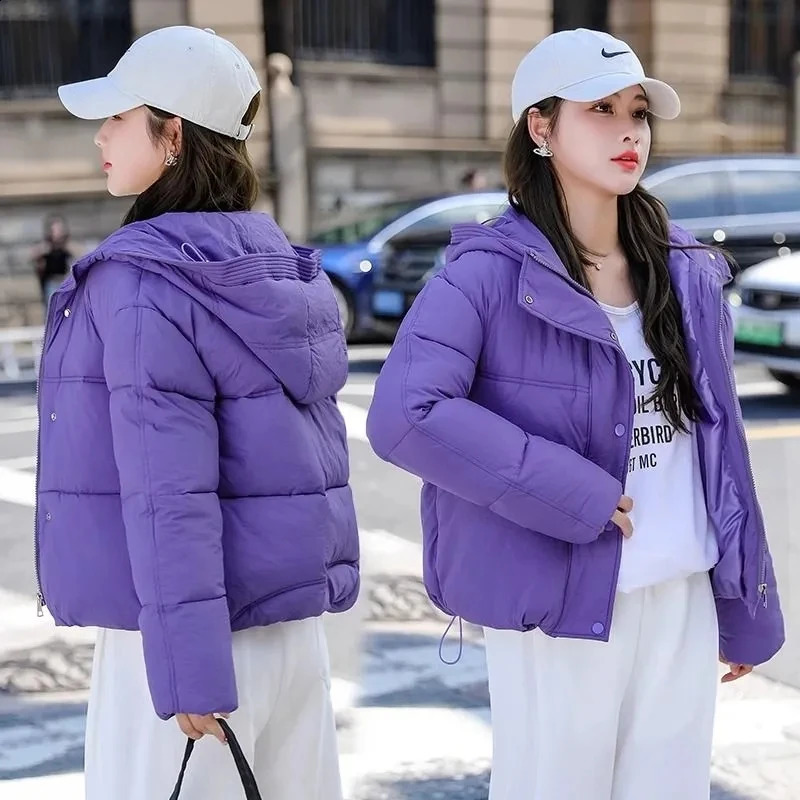 2024 Veste en coton Down Parkas Automne Hiver Version coréenne Version lâche Hooded Coat épais Short Femelle chaude 240821