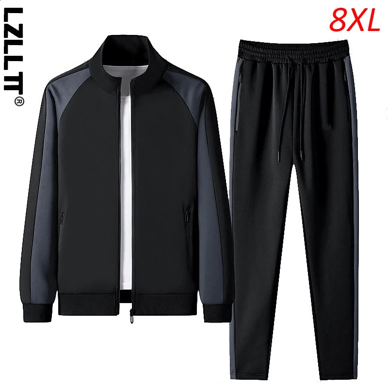 Spring Autumn Men Breathable Casual Sport Suits Tracksuits Sweatsuit Mens Jogger Gym Sportswear Sets Male Plus Size 7XL 8XL 240821