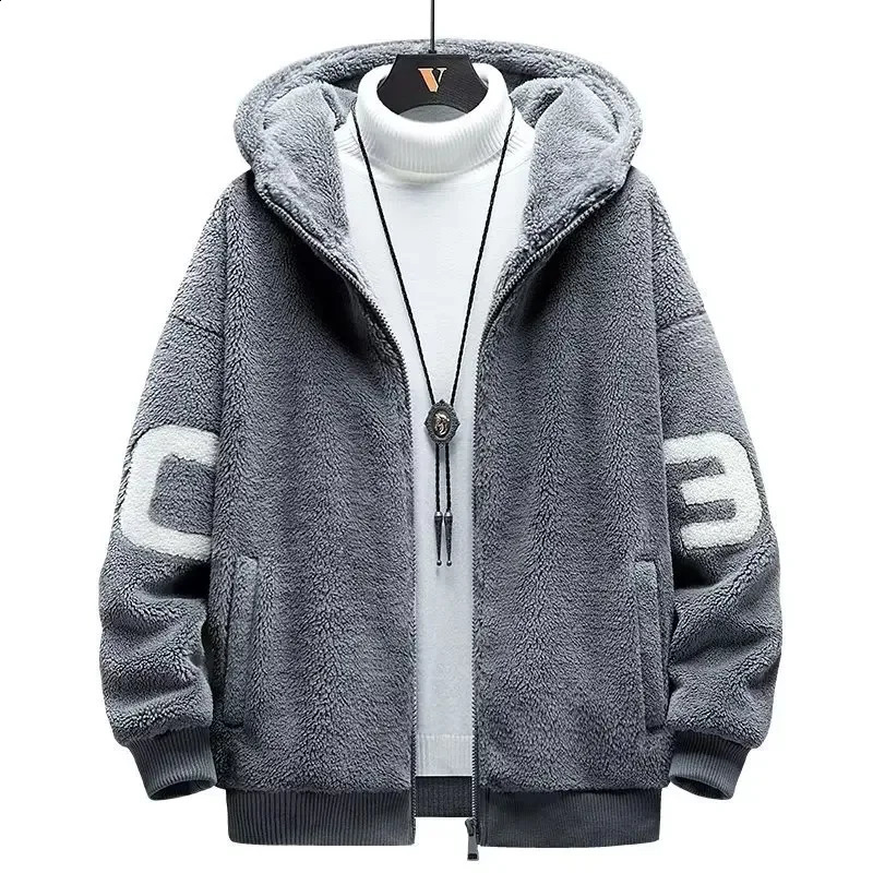 Mateau de coton en peau de mouton à double couche de style américain pour hommes Veste à capuche décontractée chaude Tendy parka hivernale lâche