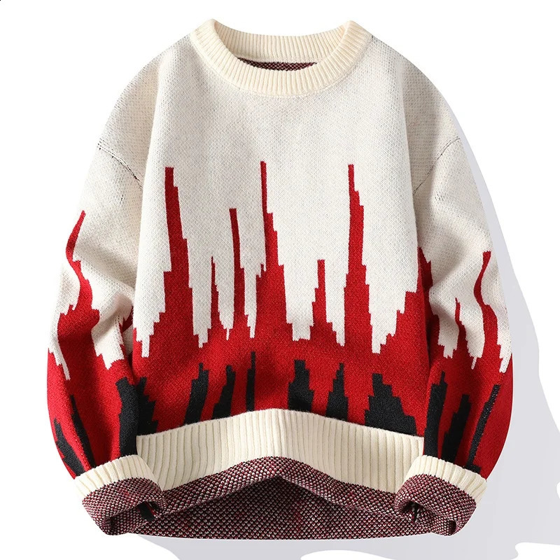 2024 Korean Street Mens Warm Pullover Top Quality Men Autumn Handsome Knitted Fashion Winter Male Round Neck Sweaters 240821