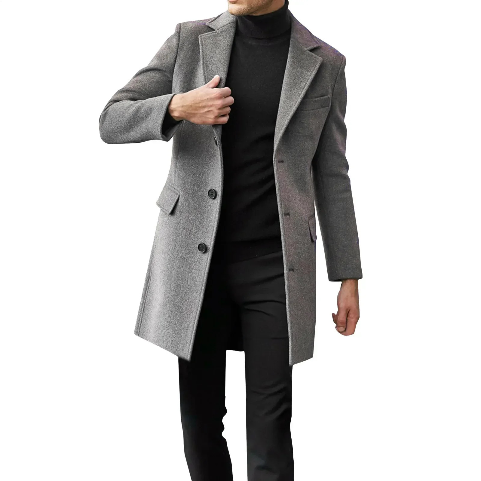 Topcoat hommes à manches longues grande taille manteau d'hiver col à revers veste en cuir rembourré Vintage épaissir manteau en peau de mouton ve