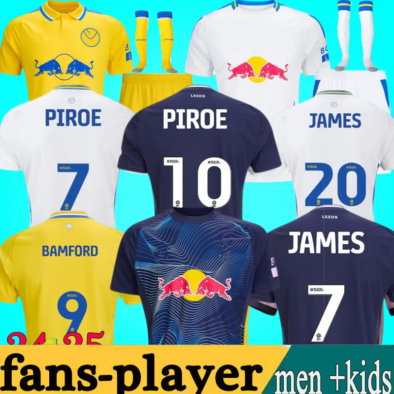 3xl 4xl 24 25 Bamford Llorente Soccer Jerseys Home 2024 2025 Adams Aaronson Harrison Sinisterra James Maillots de Football Men Kit Kit Football S
