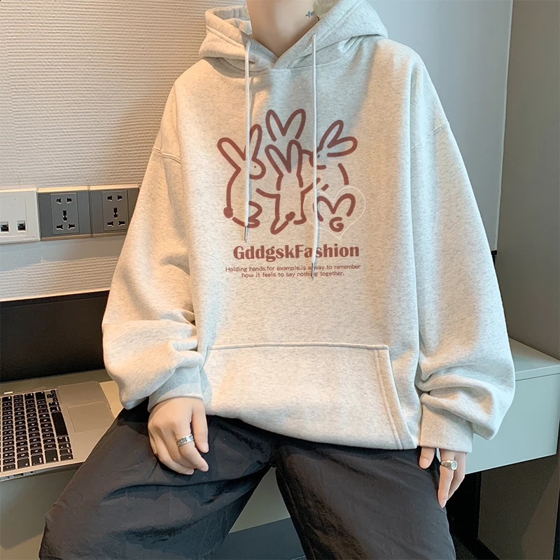 Mens Printed Hoodie Multiple Colors Sweatshirt Casual Street Wear Loose Hooded Pullover 240821