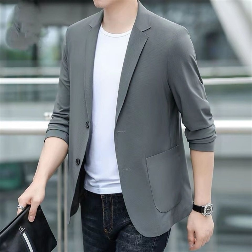 Vestes de costume pour hommes surdimensions d'été manteau à poitrine simple plus grande taille noir simple blazer masculin dans les vêtements de