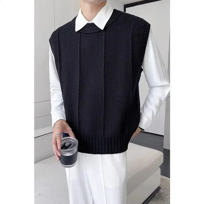 Light Mature Style 2024 Highquality Knitted Vest Mens Sleeveless Sweater 240821
