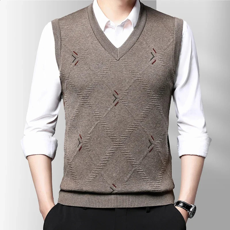 Mens Thickened Sweater Tank Top Autumn and Winter Warm Vest y240821