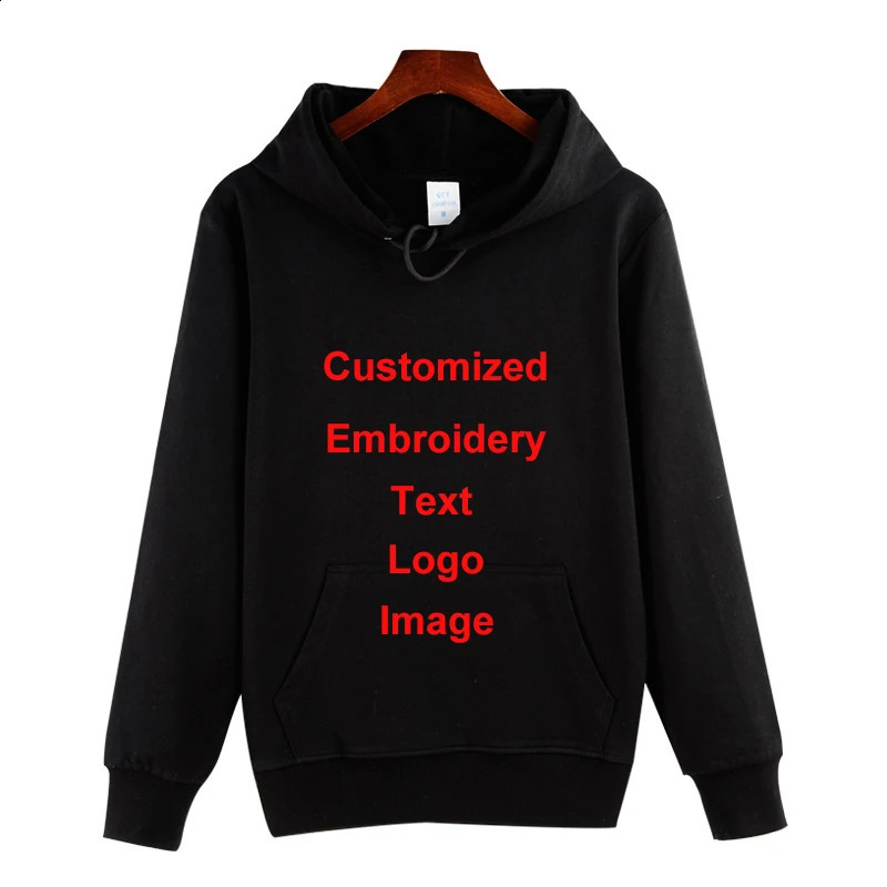 Customized Embroidered Solid Hooded Sweater Mens Loose Size Autumn Cotton Sweater High Quality Mens Hip Hop Zipper 240821