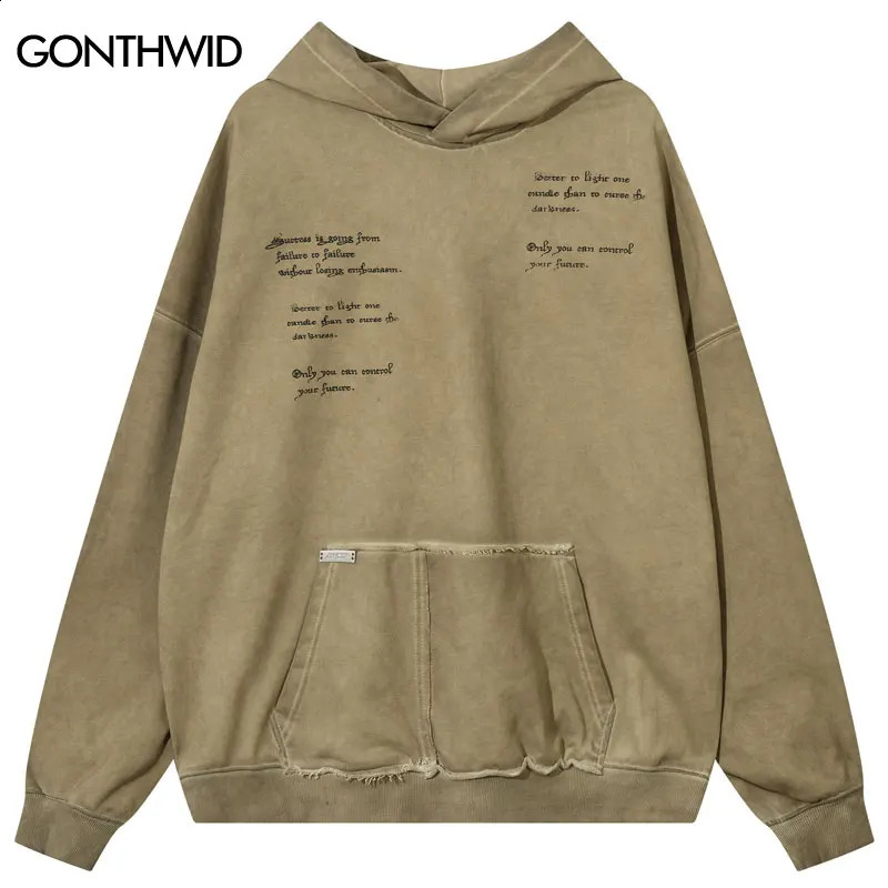 Vintage Hoodie Streetwear Hip Hop Graphic Printed Oversized Hooded Sweatshirt Men Harajuku Punk Gothic Pullover Washed Hoodies 240821