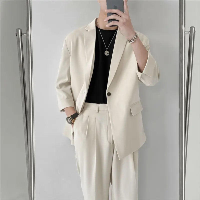 Spring été britannique Style Formal Blazer Men coréen Fashion Veste décontractée lâche Veste Veste Harajuku Social Suit Veste Men M-2xl 240821