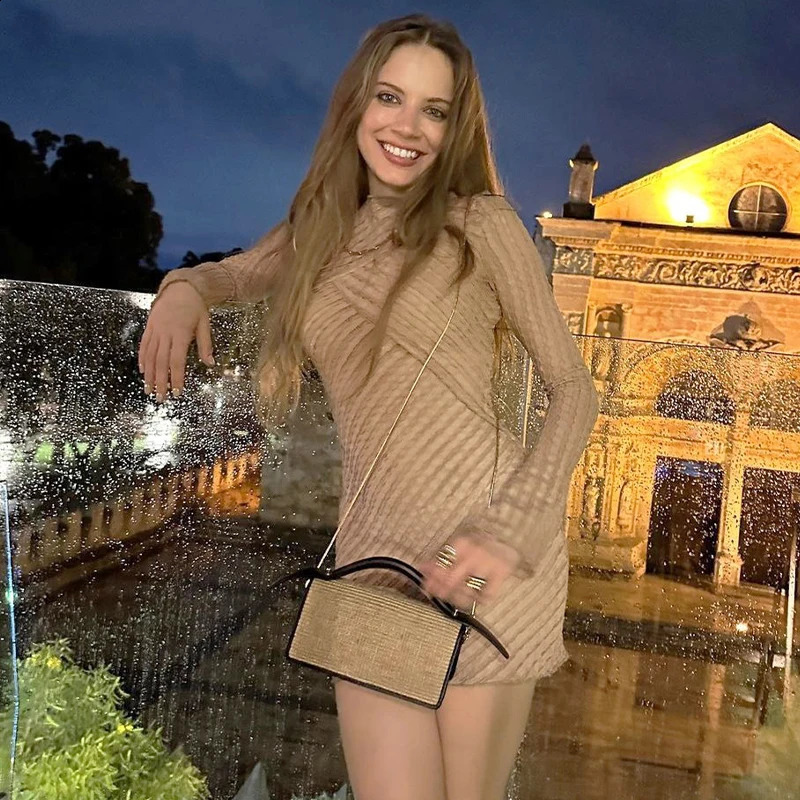 Lygens o cou à manches longues mini robes pour femmes y2k streetwear en gros fête des vacances élégantes dames hivernales vêtements décontractés
