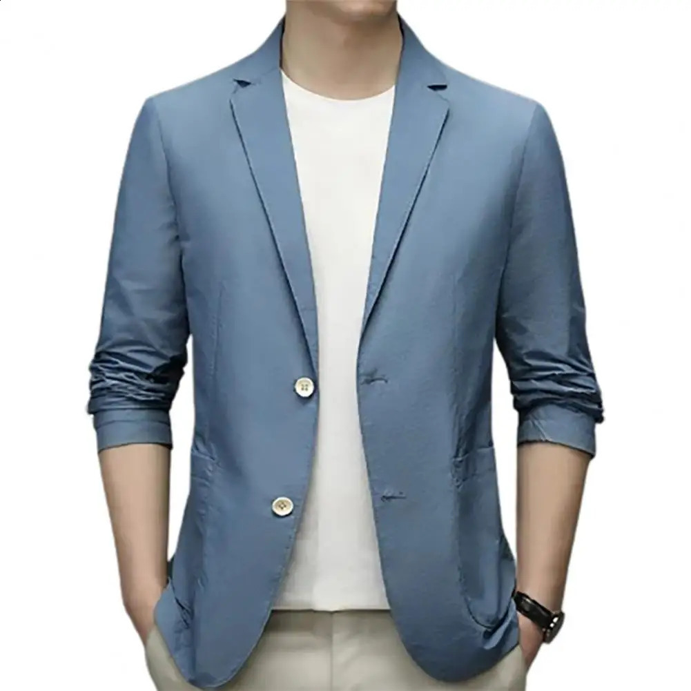 M4XL Spring Summer Plus Size Men Blazer Fit Mens Casual Thin Suit Jacket Black Green Coat 250305Z