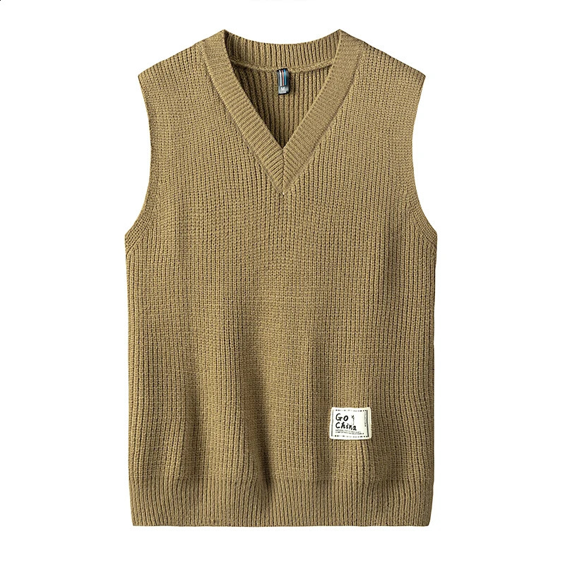 Trendy Mens Comfortable Solid Color Versatile Sweater Vest Casual Warm VNeck Sleeveless Knit Bottom Shirt 240821
