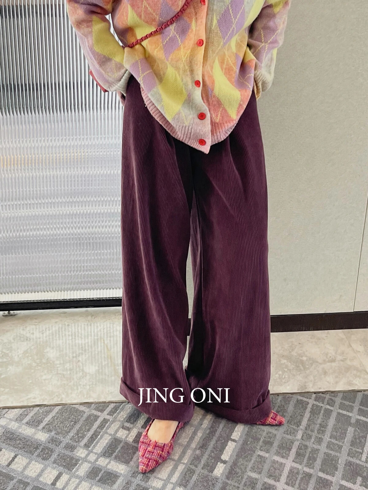 Pantalon long en velours côtelé Spring Woman Vêtements Y2K Korean Fashion Gothic Style Vintage Elegant Cargo Ligne Ligne haute Tableau de taille