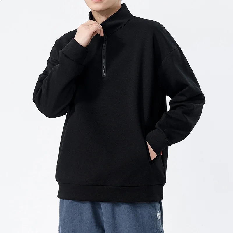 Men d'automne de printemps solides swetshirts décontractés hommes mode Hoodies Harajuku Sweetwishies SweetShirts Mens Bown Down Collar Pullover 2