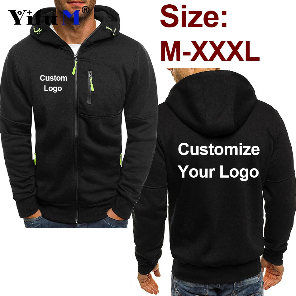 Customized mens hooded sweatshirt DIY printing sweatshirt zipper mens hooded sweatshirt wool cardigan hooded jacket autumn style 240821