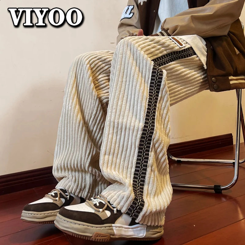 Hiver Hiver Y2K Vêtements en velours côtelé Jogging Pantalon de cargaison décontracté pantalon pantalon larges de jambes larges pour hommes 24082