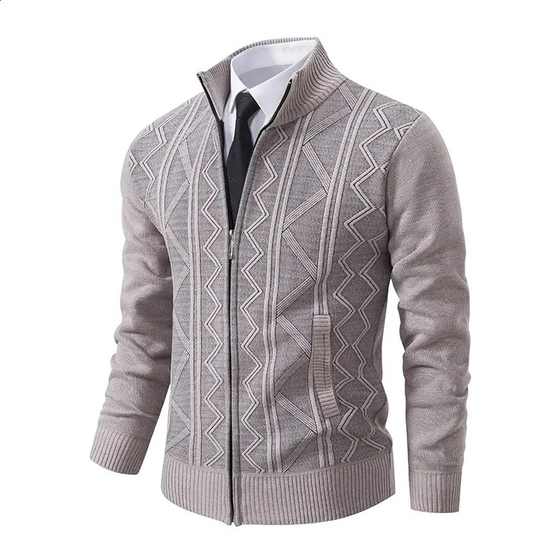 Mens knitted cardigan wool sweater stand up casual sweater autumn and winter wool sweater thick ultra-thin sweater jacket 3XL 240822