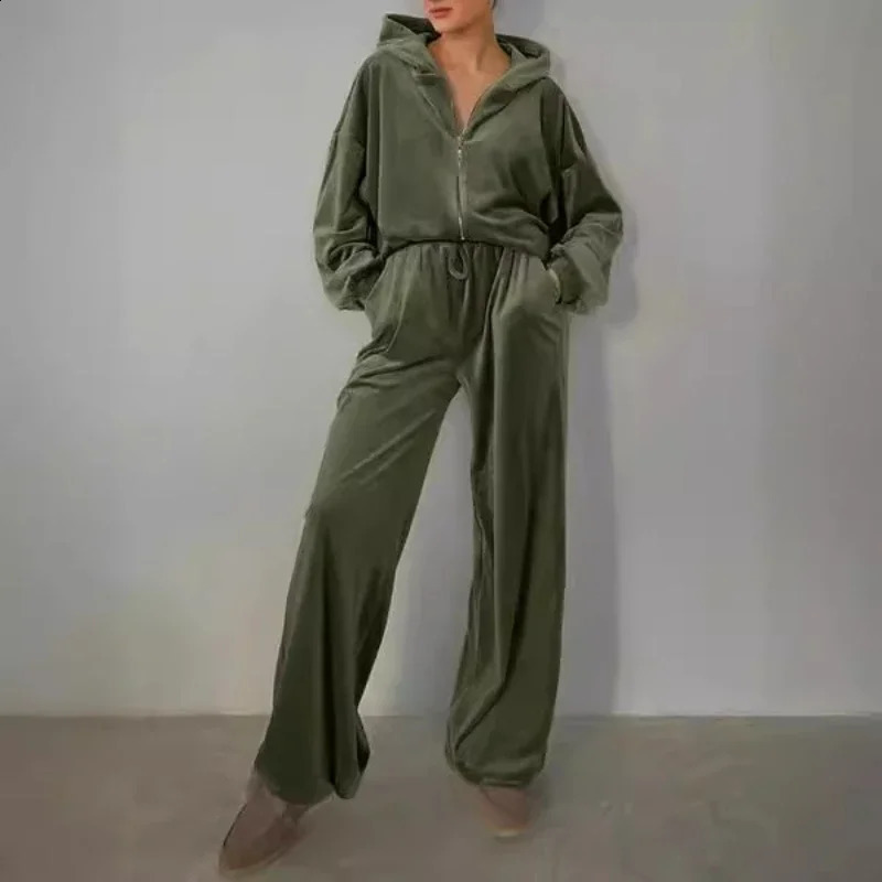 Costume de vêtements décontracté en velours confortable 2024 veste à glissière de mode en automne