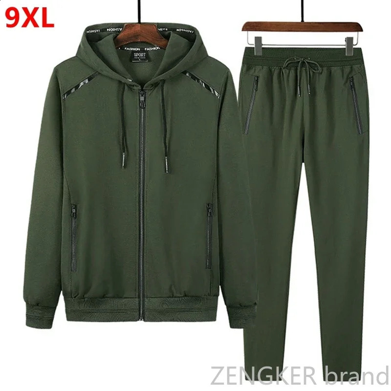 Spring Autumn Sports Suit Plus size men track suit Trade Sportswear Mens Running sweatsuit Sets 9XL 8XL 7XL jogger men big size 240821