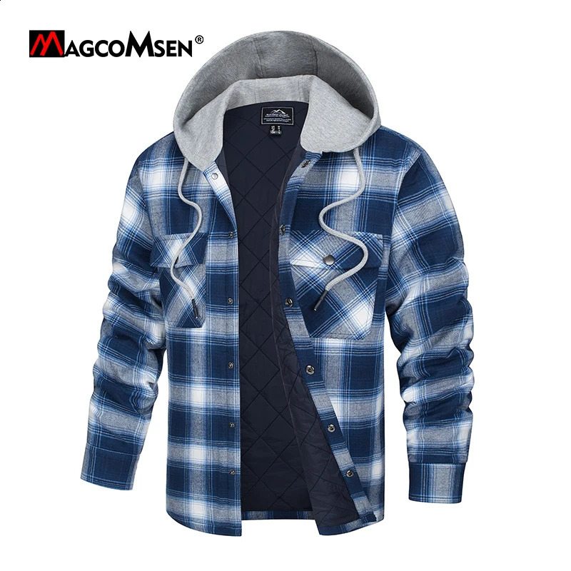 Veste de flanelle à capuche Magcomsen Mens Hooded Veste chaude hiver