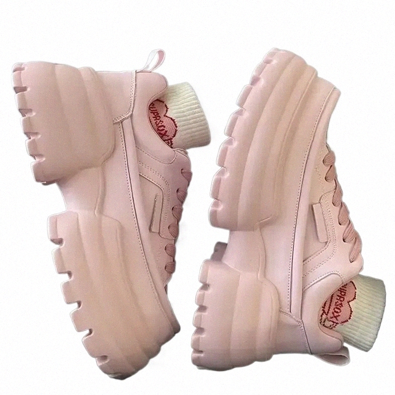 Plateforme Sports Chaussures Pink Sneakers Femmes décontractées coréen Fi Tennis Femme Vintage Chunky Footwear printemps été