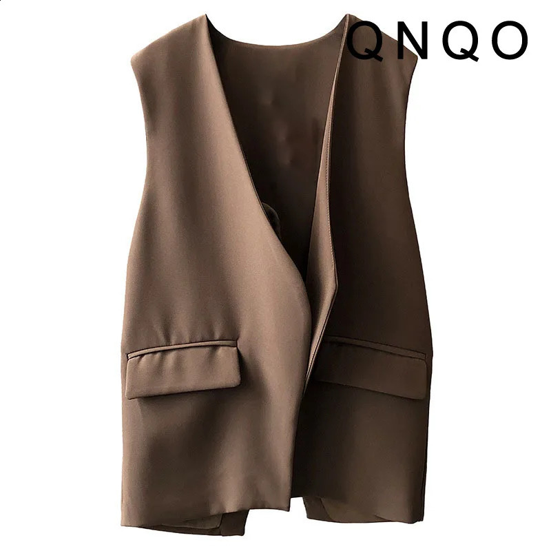 QNQO Camisole for Women Office Lady V Neck Sleeveless Loose Vest Korean Style Fashion Elegant Female Business Waistcoat 240822